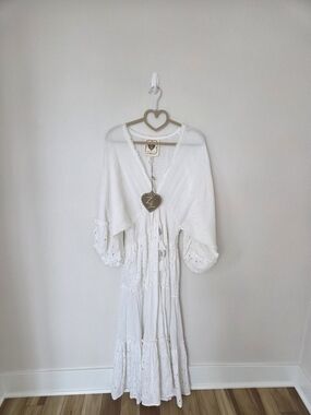 Boho White Women’s Swim Coverup Maxi Dress